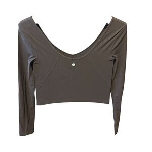 lululemon athletica Women's Brown Long Sleeve Crop Top size 6 lin new condition